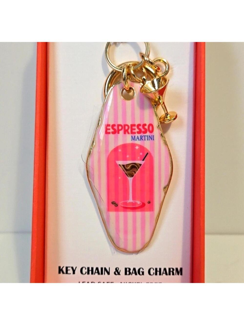 Piper K Pink And Gold Espresso Martini Key Chain And Bag Charm In Gift Box NEW